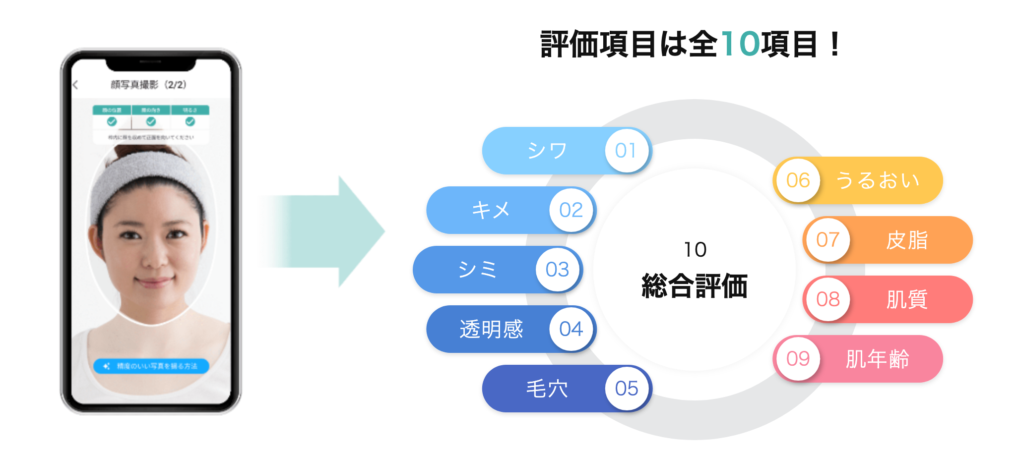 AI肌診断 10の評価項目